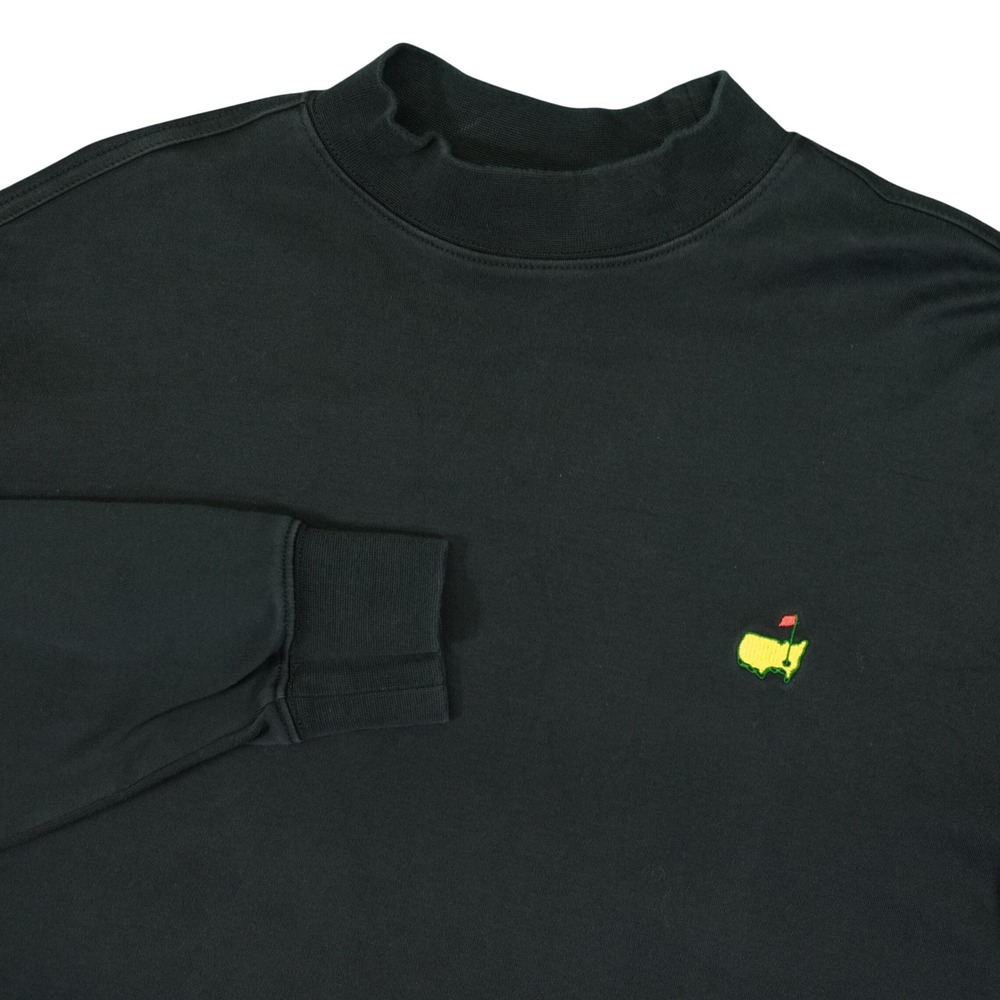 Masters Collection Mock Neck Shirt Mens Large Black Pima Cotton Long Sleeve Logo
